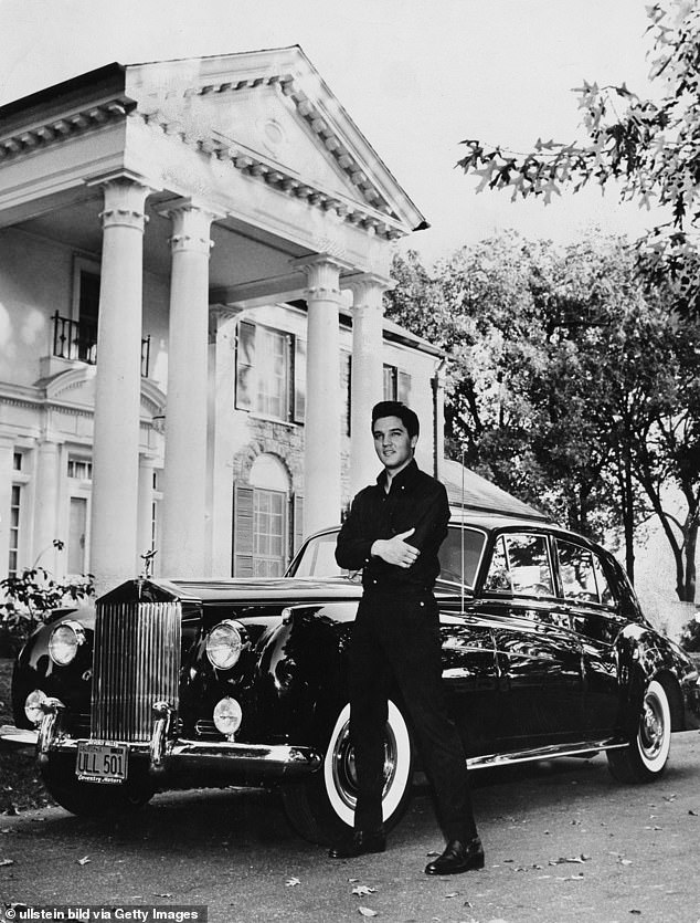 Graceland (purchased by Elvis in 1957, pictured in 1977) was nearly seized from the scheme by an allegedly fraudulent court document demanding millions of dollars