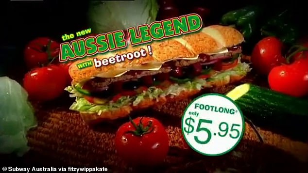 The promotional price for the beef and beet salad sandwich was $5.95, which shows how much prices have risen in 15 years