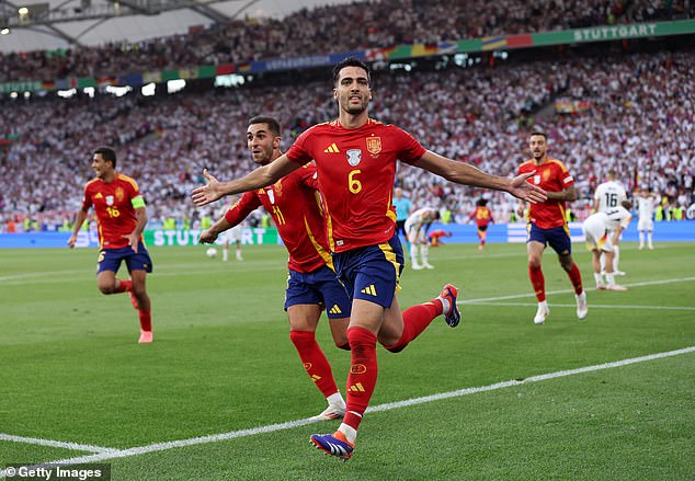 Merino scored the winning goal for Spain against Germany in the quarter-finals of Euro 2024 in July