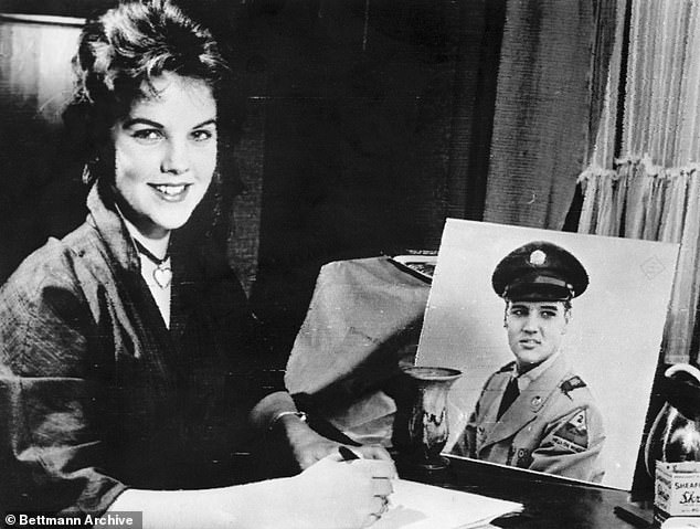 Priscilla was the stepdaughter of a serviceman when she first met Presley while he was stationed in Germany in 1959; she is seen shortly after his discharge in March 1960