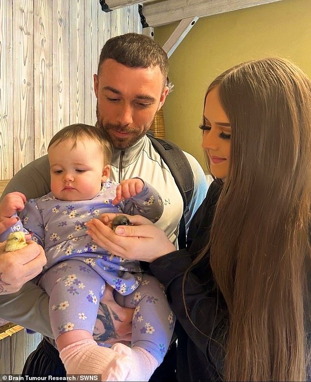 Rachael Burns, 22, from Northern Ireland, had suffered from migraines for a number of years but noticed her symptoms worsened after the birth of her daughter Raeya, who is now one year old.