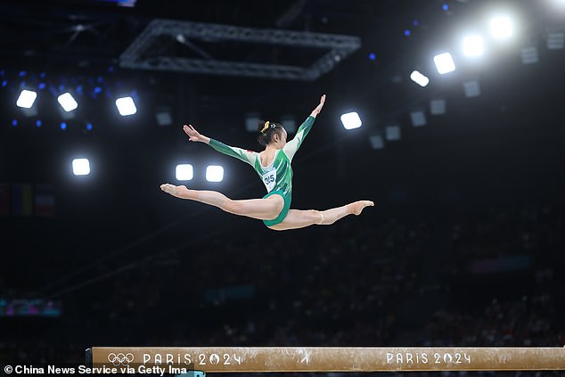 Yaqin competed in the women's balance beam, where she later finished on the podium