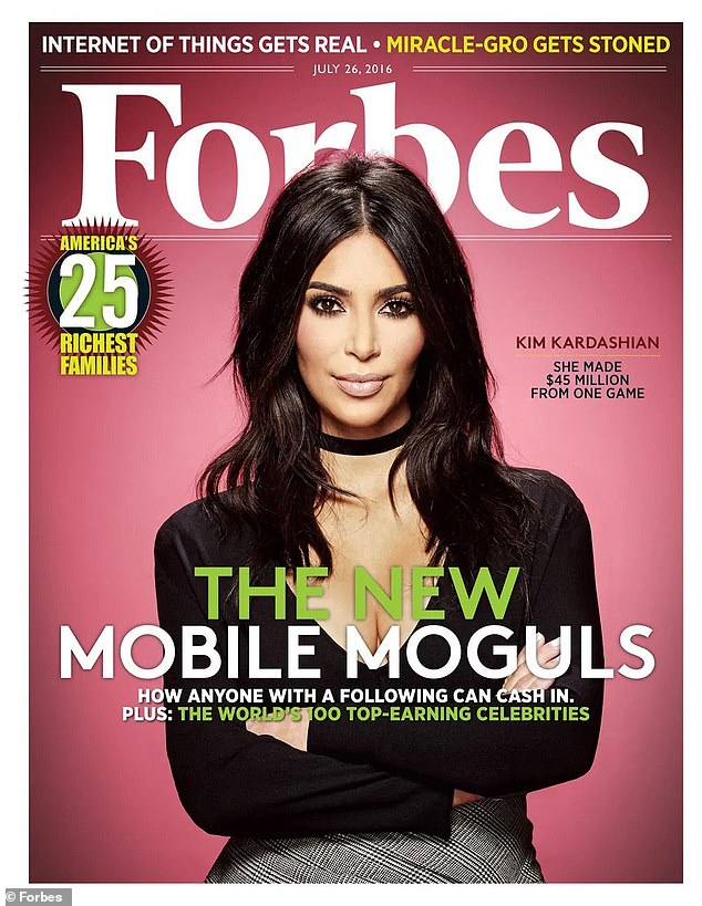 Kim Kardashian graced the cover of Forbes in 2016 as a 'mobile mogul' with her online games