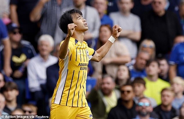 Kaoru Mitoma returned to the Brighton first team to open the scoring in the 25th minute