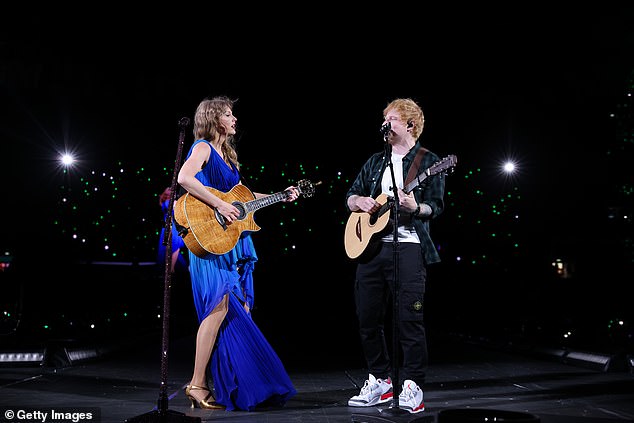 It comes after her first concert date featured a heart, which fans thought was a hint at the surprise appearance of her beloved boyfriend Ed Sheeran, 33 (pictured Thursday)