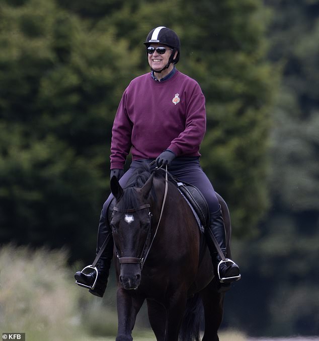 Prince Andrew (pictured) lives in the mansion with ex-wife Sarah Ferguson. Pictured: Andrew Duke Of York riding out of Windsor Castle