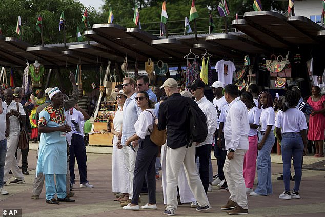 Crowds formed around Harry and Meghan as they arrived in the area on the third day of their visit