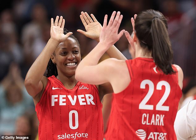 The WNBA rookie set up teammate Kelsey Mitchell (left) during the Fever's win