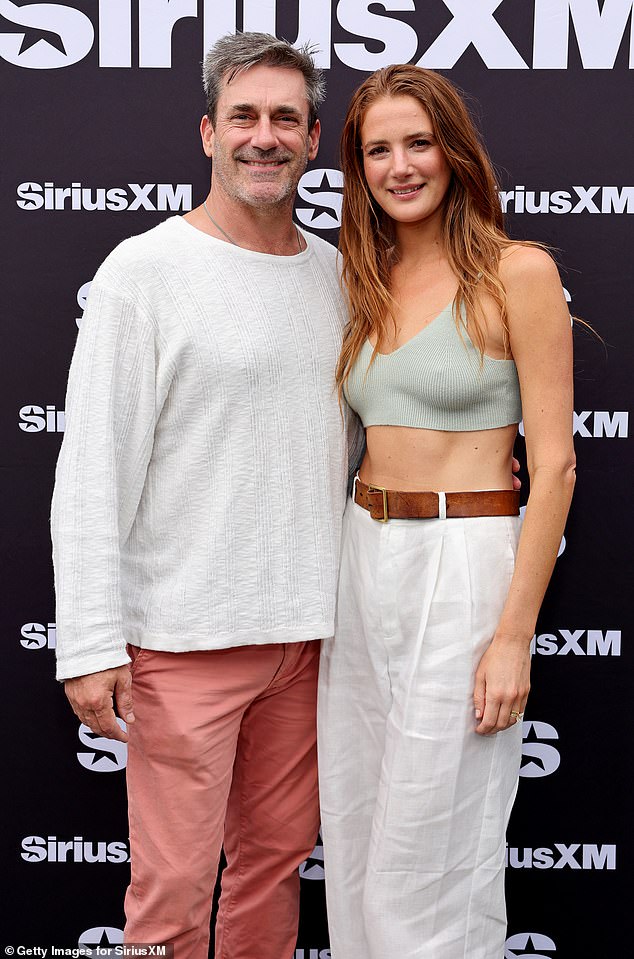 The lovebirds - Jon, 53, and Anna, 36 - snuggled up in his-and-hers casual looks