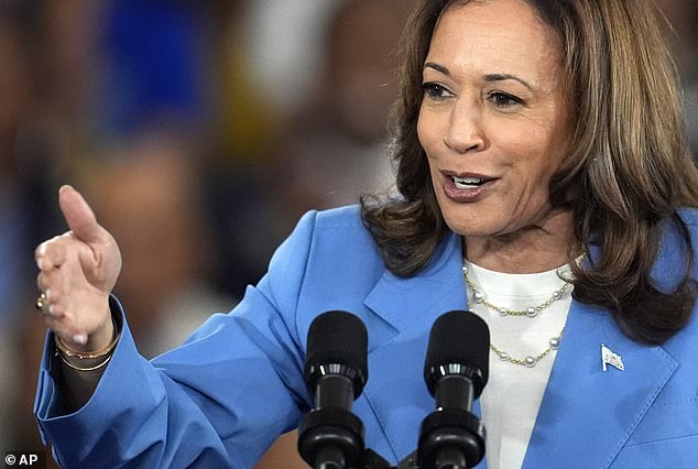 Vice President Kamala Harris at an event in Raleigh, North Carolina, on Friday. She closed the gap with Trump in our DailyMail.com poll