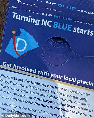 Volunteers left leaflets on the doors of non-party Democrats.