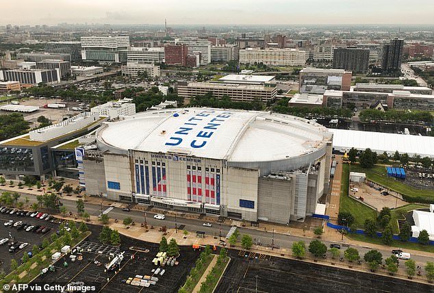 A man was shot Sunday morning near the United Center stadium where the DNC is being held after he was shot by another motorist when they collided