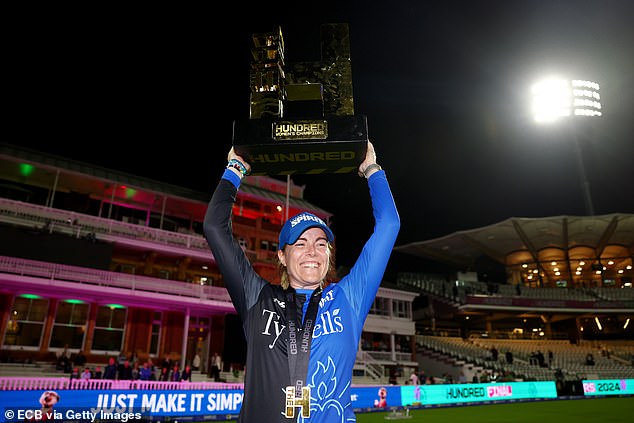 Georgia Redmayne (pictured) was player of the match with her 32-ball 34, while England captain Heather Knight made 24 off 18.