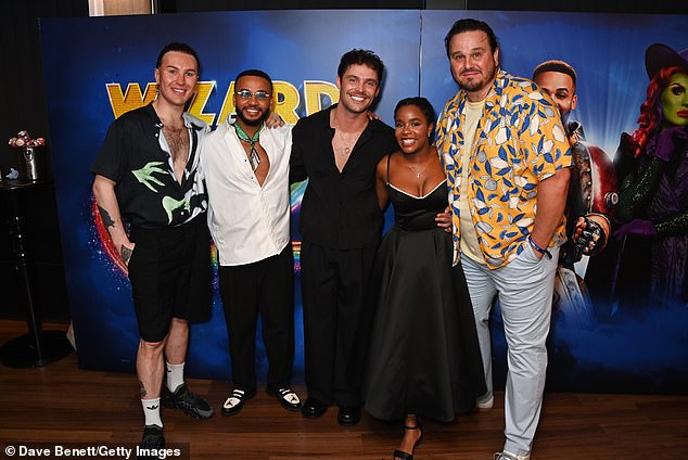 The singer had a big smile on his face as he posed with his cast, including (left to right: The Vivienne, Benjamin Yates, Aviva Tulley and Nic Greenshield)