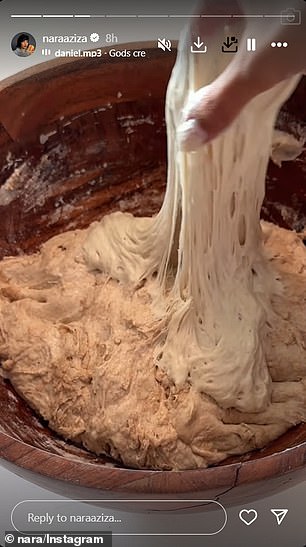 She also shared a video of her kneading the dough