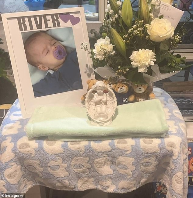 A makeshift memorial has been erected for River as his family gathers to raise funds for his funeral