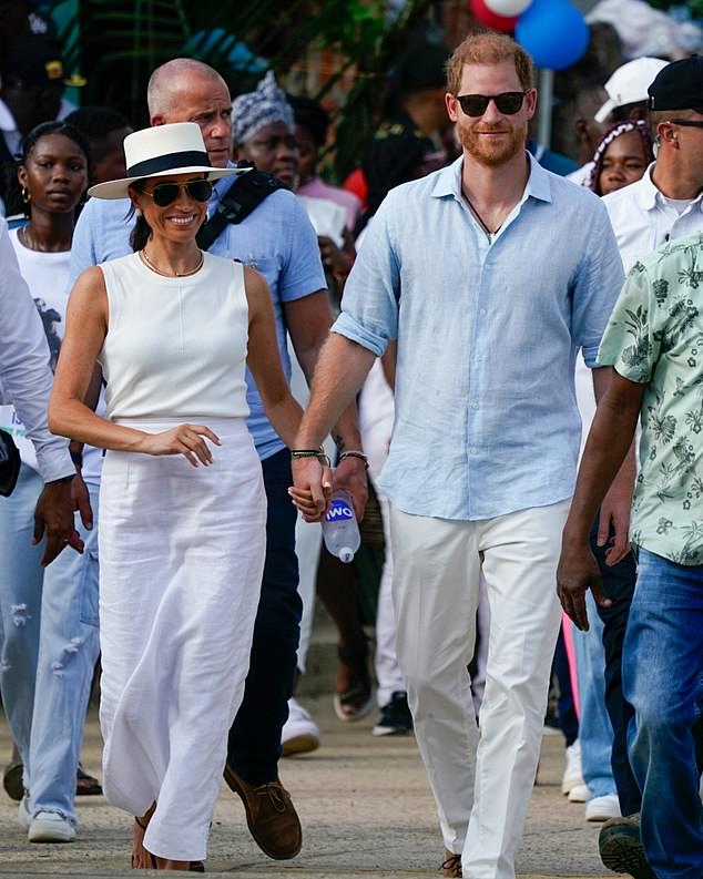 Prince Harry and Meghan arrive in San Basilio de Palenque, Colombia, on the third day of their visit