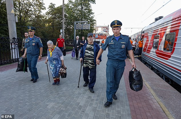 On Saturday, Russian rescue workers and volunteers helped evacuate civilians from border settlements in the Kursk region