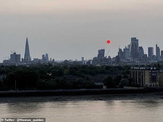 Over London, stargazers saw the sun dramatically change colour in the afternoon, taking on a strange red appearance