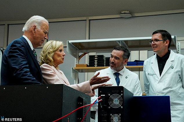 Jill Biden will return to teaching and focus on her initiatives, including the Cancer Moonshot — pictured above, she and President Biden visited Tulane University to talk about cancer research