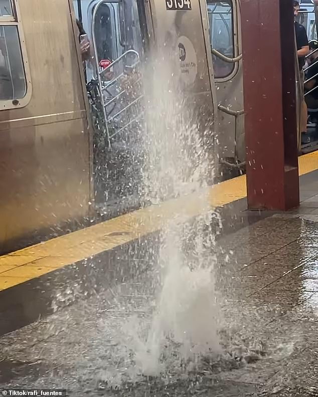 The subway system has also been hit by floodwaters, even breaking through grates in the ground near Penn Station in downtown New York City.