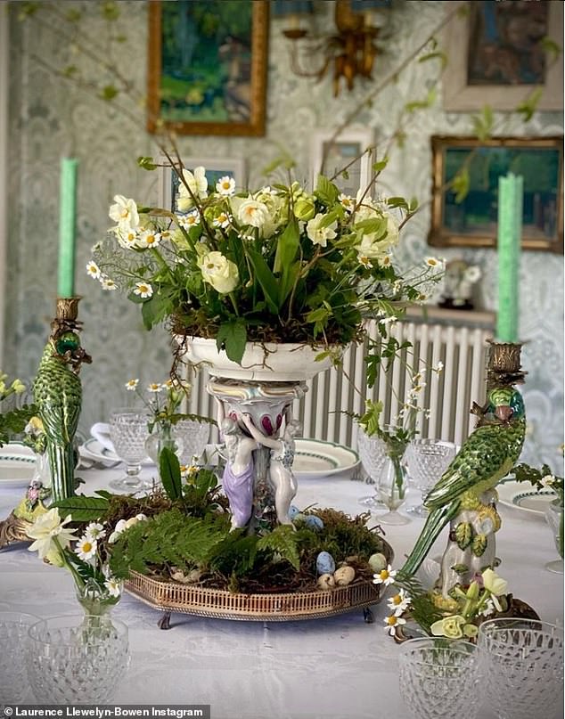 They go all out for Easter and Christmas, with Laurence showing off this Easter centerpiece