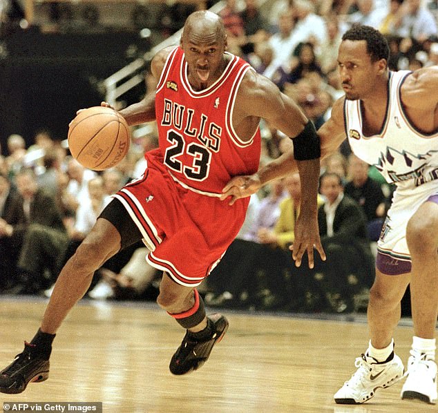 Jordan drives past Shandon Anderson during Game 6 of the 1998 NBA Finals in Salt Lake City