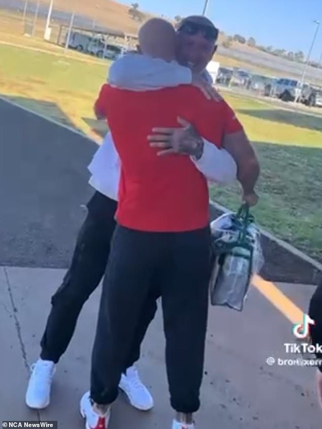 Troy Ferri (in red) celebrated his release from prison with his loved ones. Photo: Tik Tok