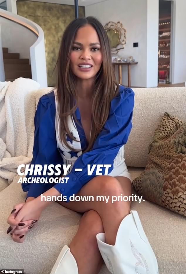 The shopping day comes about a week after Chrissy hilariously parodied the Netflix series America's Sweethearts: Dallas Cowboys Cheerleaders with her daughters Luna, eight, and Esti, 17 months.