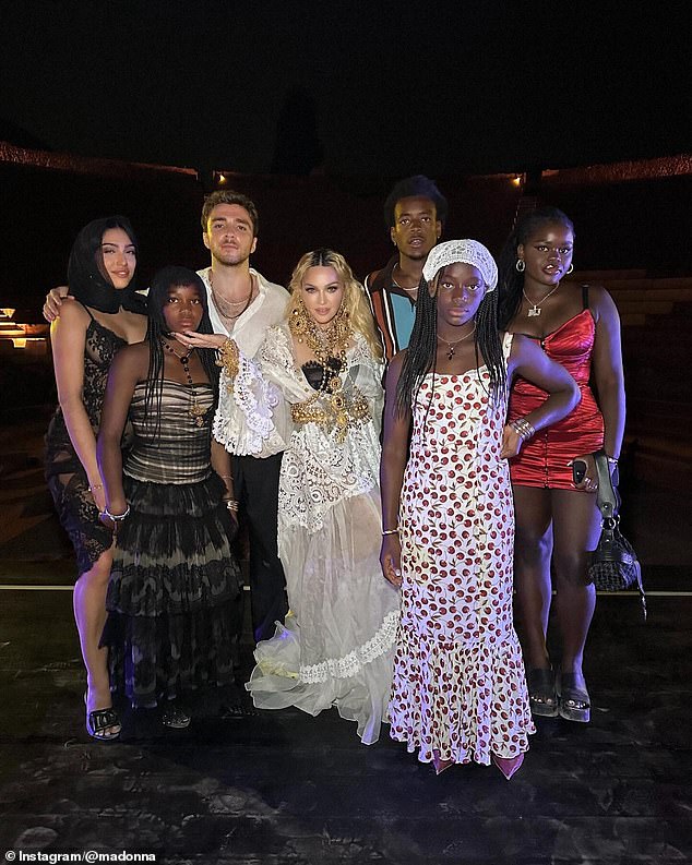 The post included a sweet family photo of Madonna with her children, Lourdes Leon, Rocco, David Banda, 18, Mercy, 18, and 11-year-old twins Stella and Estere