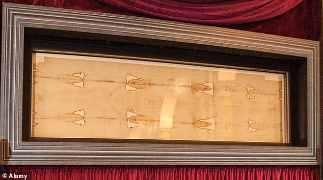 The 4.2-metre-long Shroud of Turin is touted as the wrapping used for Jesus' body after the crucifixion, and features a faint, bloodstained pattern of a man with his arms folded in front of him