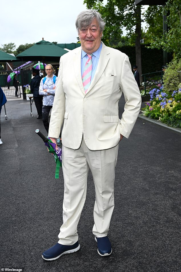 Stephen Fry visits day nine of Wimbledon in July