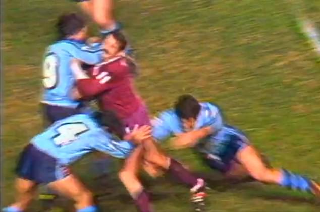 Boyd infamously broke Brohman's jaw with a jarring elbow to the face when they collided at State of Origin in 1983 (pictured)