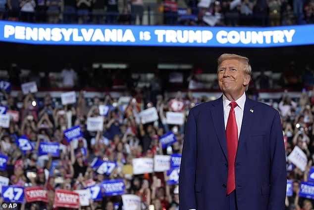 Donald Trump claimed at a rally in Pennsylvania that he 'looks better' than his presidential rival Kamala Harris