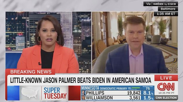 Palmer received a series of national TV interviews after he stunned the nation by defeating Biden in the American Samoa primary