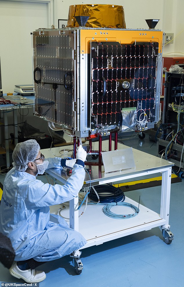 The Tyche satellite is about the size of a washing machine and weighs 150 kg