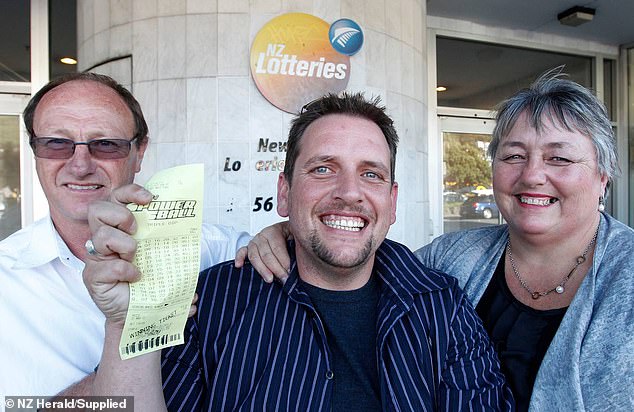 Trevor Cooper (pictured center), who worked in a grocery store before winning $27 million in 2012, was newly married and divorced in 2015. He did not sign a prenuptial agreement with his wife