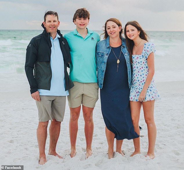 Cotton, second from left, was diagnosed with Brugada syndrome - a condition that causes abnormal heart rhythms and cardiac arrests. He is pictured with his family