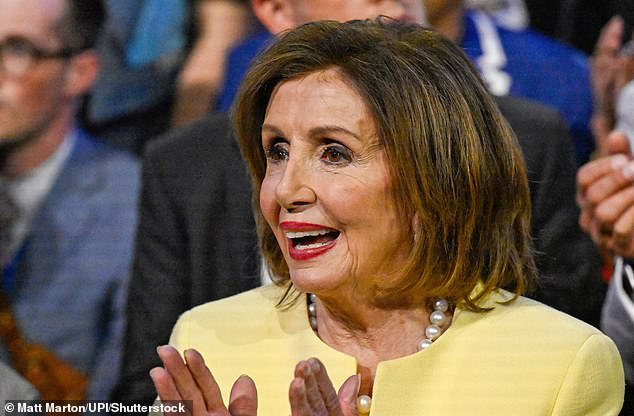 The former House Speaker was asked questions Monday night about her role in banning Biden from the 2024 election.