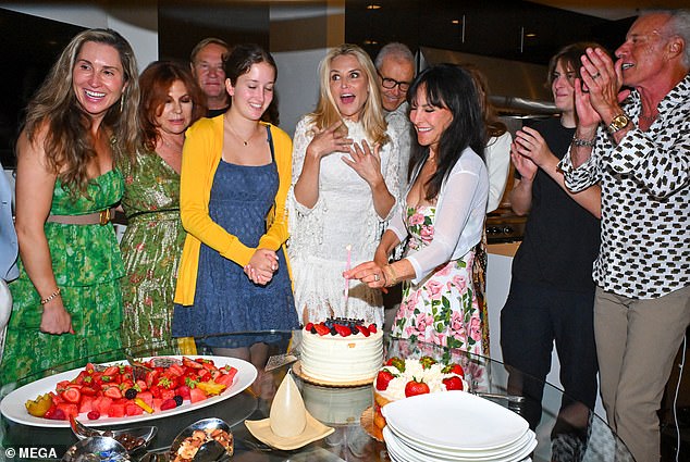 The blonde beauty was surrounded by 10 friends and family members as she checked out the dessert table at her party