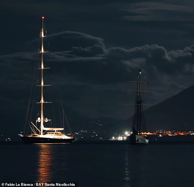 The superyacht was moored off the coast of Porticello, near Palermo, when a waterspout hit the vessel