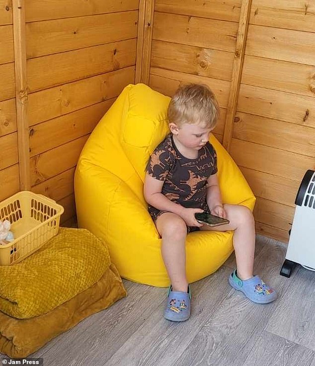 Cole's grandfather built a garden shed in the family's yard so he can play outside with his brother