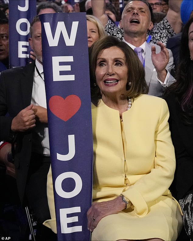 Pelosi, pictured during Biden's speech, said that 