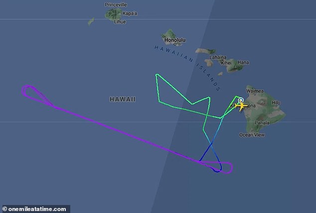 Here you can see the path of the test flight over Hawaii on Friday, which yielded the discovery after the plane landed.