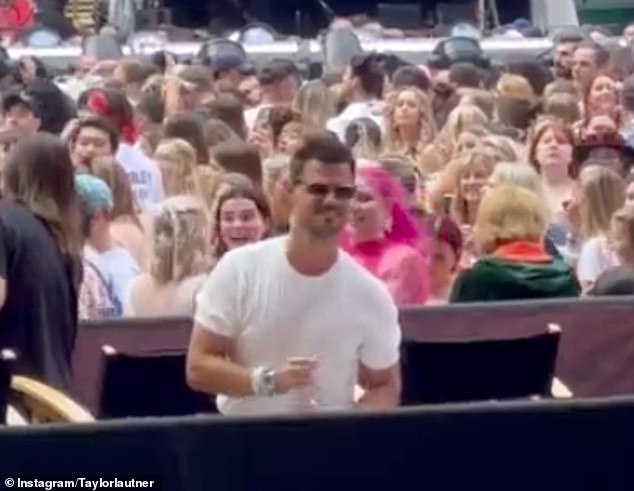 Taylor took it all in her stride, telling the crowd, which also included her ex Taylor Lautner (pictured), 