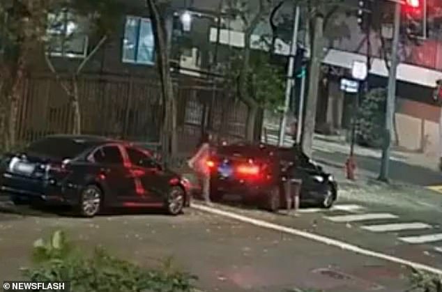 Surveillance camera footage showed the two women leaving the building alone just two hours later and getting into a black vehicle waiting for them (photo)