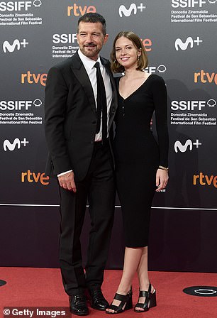 Antonio Banderas and Stella walk the red carpet at the opening ceremony of the 69th San Sebastian International Film Festival at Kursaal Palace in 2021