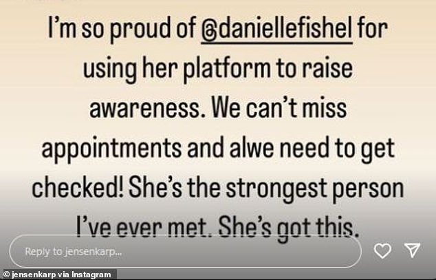 Her husband of six years, with whom she has two children, showed his support for Fishel in a post she shared on his Instagram Stories on Monday