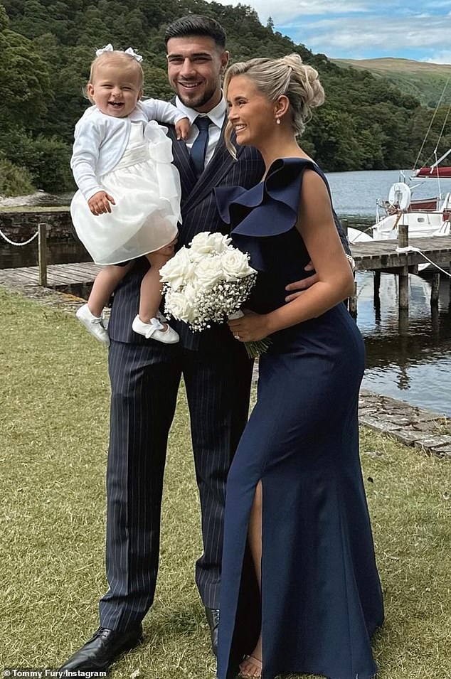 The former couple with their 19-month-old daughter Bambi at a wedding this year