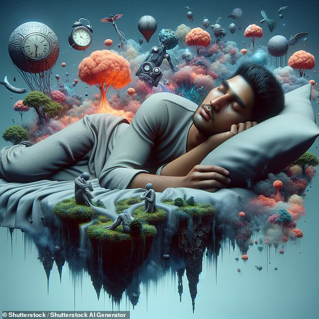 Lucid dreaming is in contrast to a normal dream, where the dreamer is an observer without control and has no idea that he is dreaming (artist's illustration)